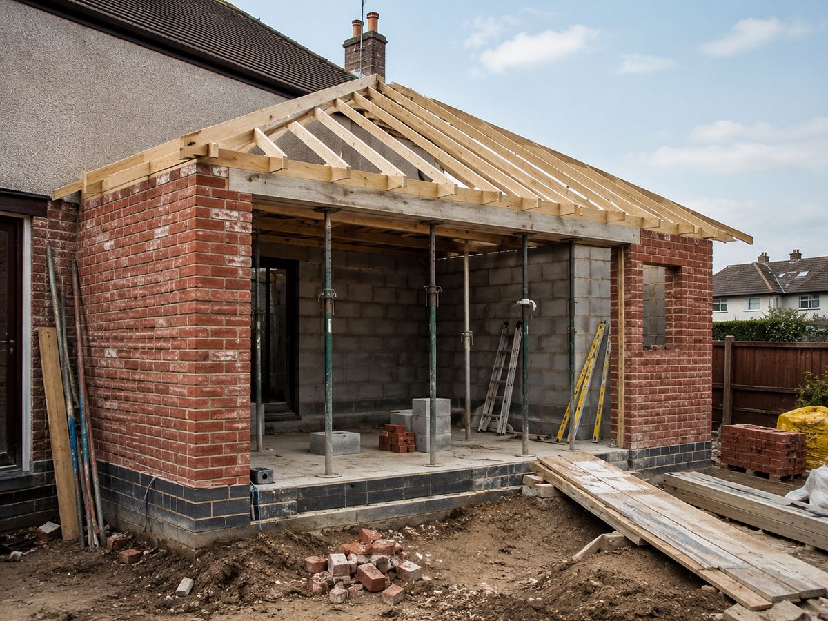 Small residential building extension or modification in progress
