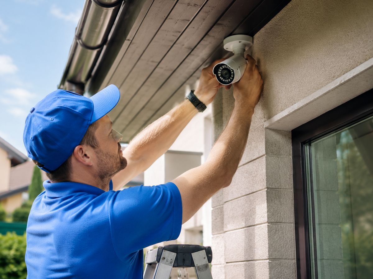 CCTV security camera installed on a residential property